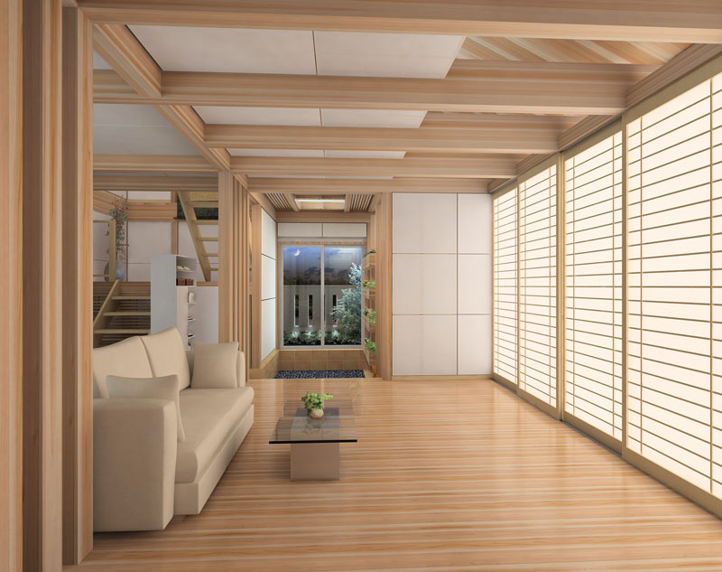 ก่อสร้างบ้านสไตล์ญี่ปุ่น - ใช้ม่านโปร่งแสง